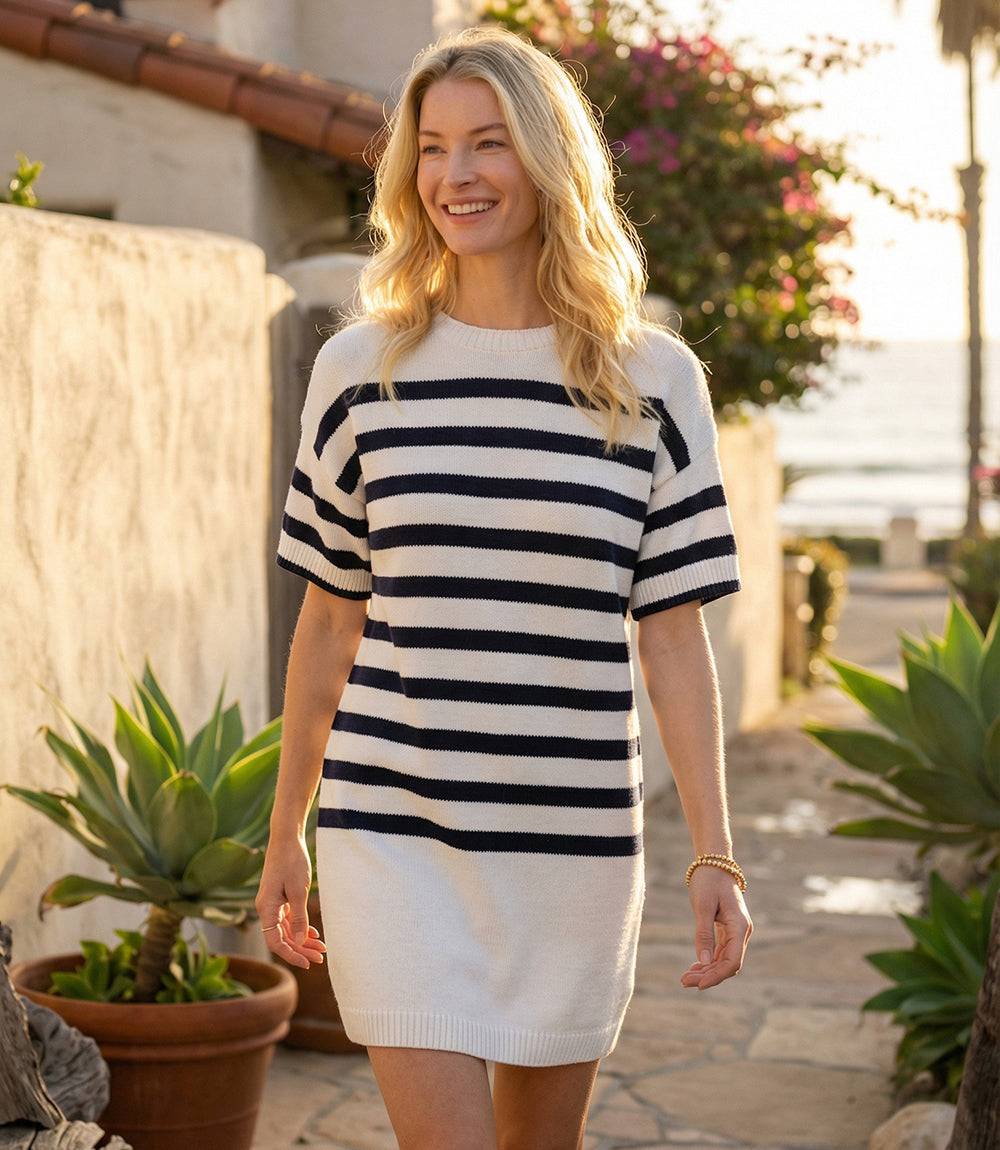 Stripe Sweater Dress - Classic & Modern Relaxed Fit Women's Dress Karen Kane Stripe Sweater Dress - Classic & Modern Relaxed Fit Women's Dress Karen Kane