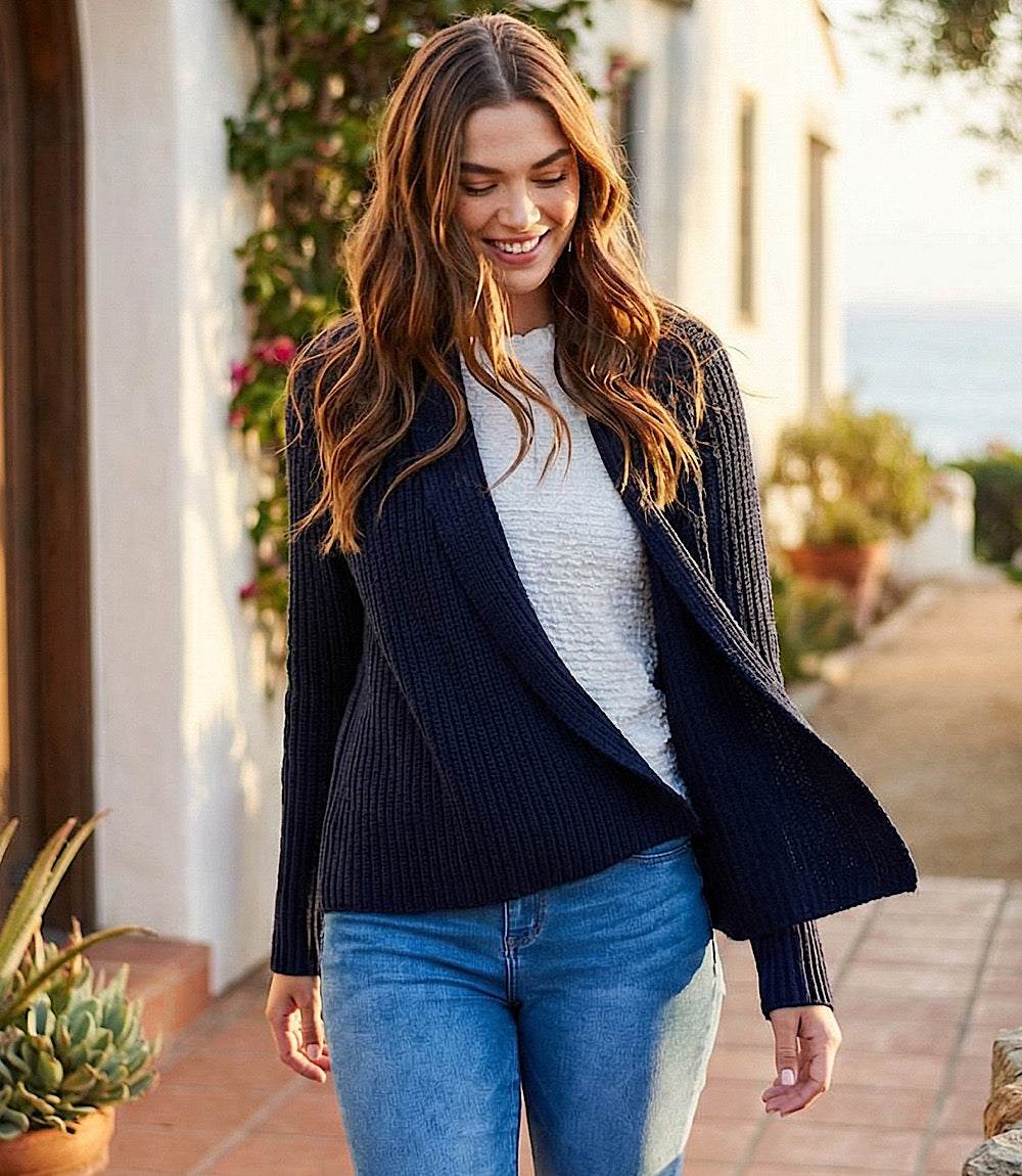 Cropped Open Front Cardigan - Soft Lightweight Fall Layering