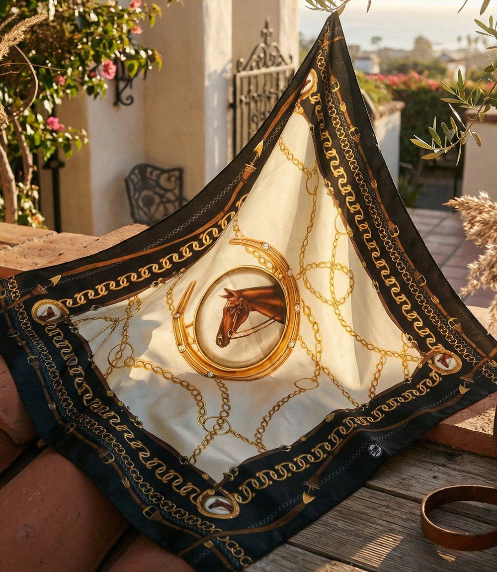 Belmont Print Silk Scarf - Elegant Equestrian Inspired Accessory