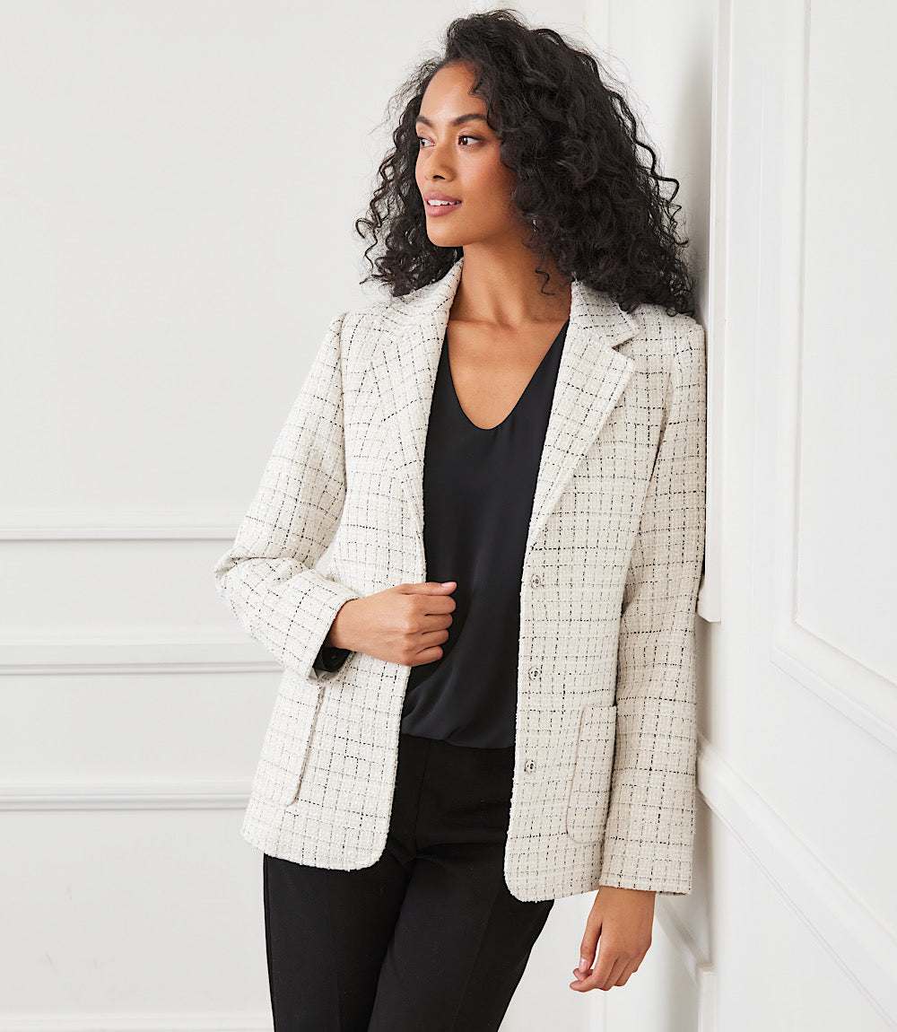 ジャケット・アウター ALUDE no color rainbow lame tweed jacket Tweed Blazer - Classic Fully Lined Woven Jacket with Pockets for