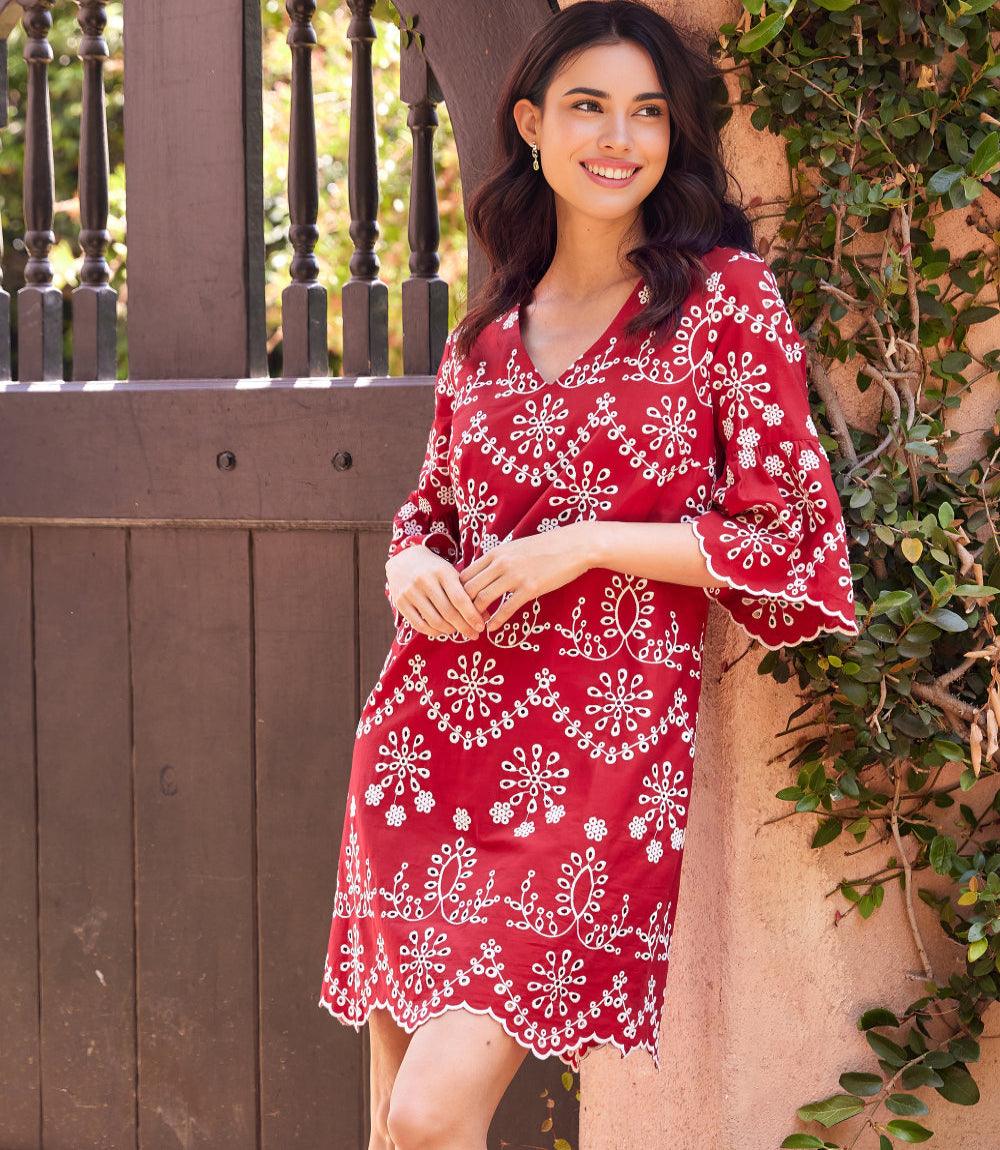 green emerald velvet dress Flare Sleeve Embroidered Dress