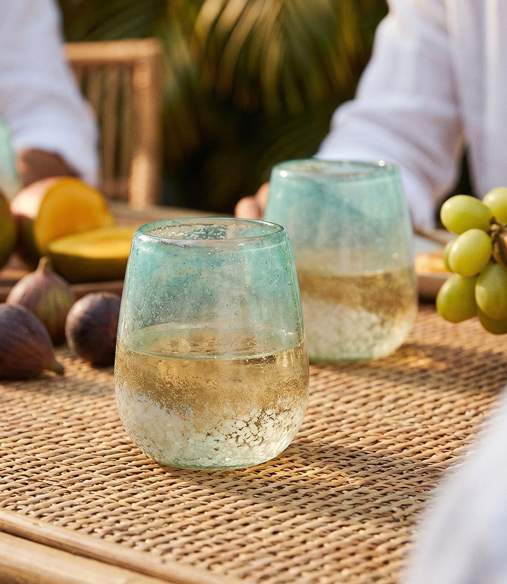 Karen Kane Women's Coastal Mirage Stemless Wine Glasses, Set Of 2, One Size,