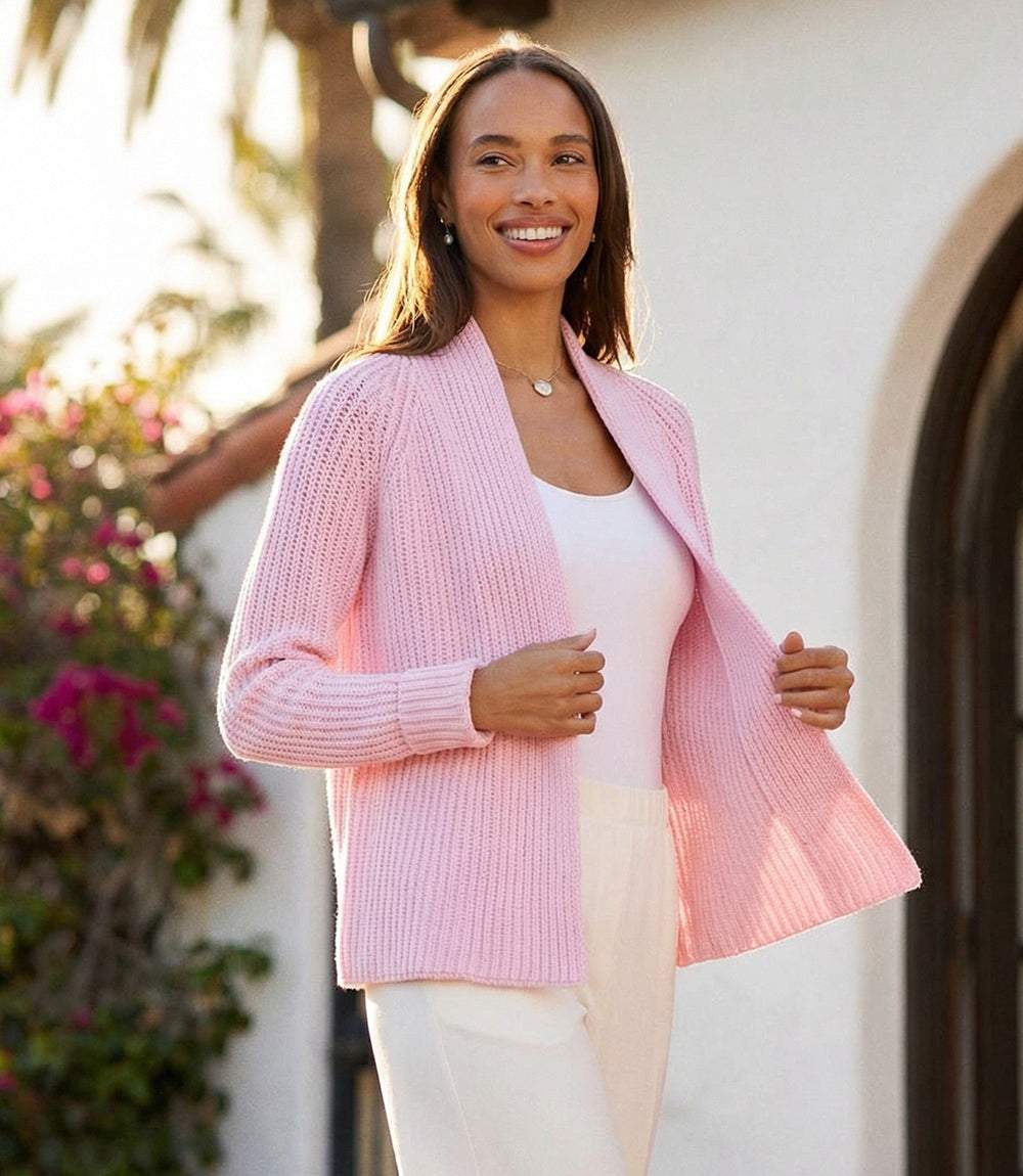 Cropped Open Front Cardigan - Lightweight & Versatile Knit Sweater