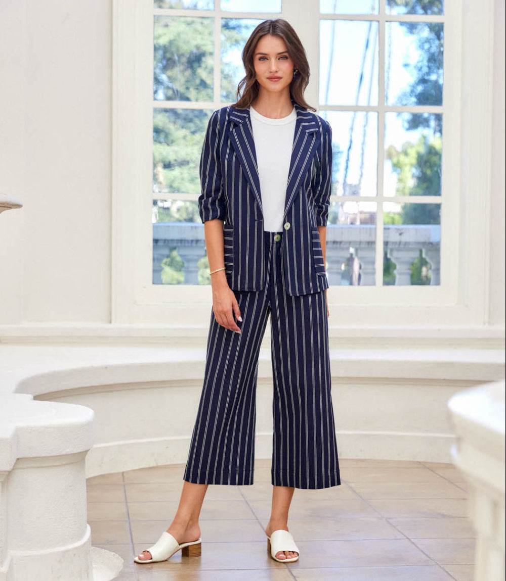 Stripe Cropped Wide-Leg Pants – Karen Kane