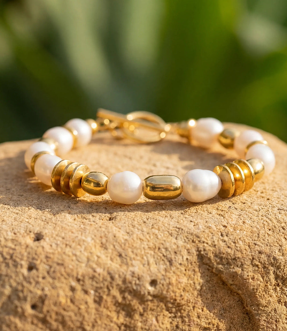 アクセサリー w double Supreme bracelet ovy kaja Pearl And Gold Toggle Bracelet – Karen Kane