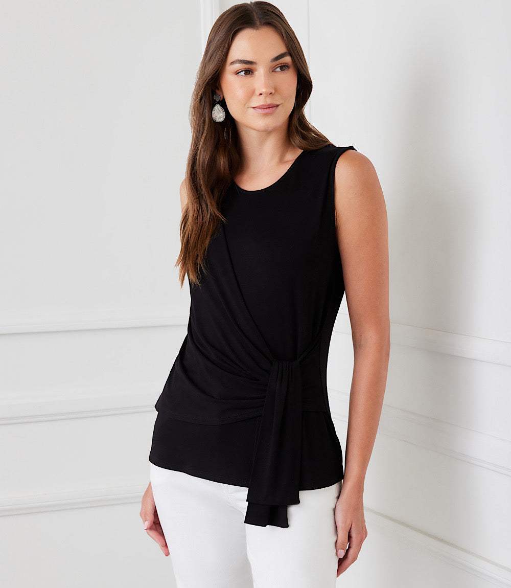 Karen Kane Women's Drape Off-The-Shoulder Top, Black, L Side Drape Top - Versatile Wrinkle-Free Sleeveless Shirt \u2013 Karen Kane