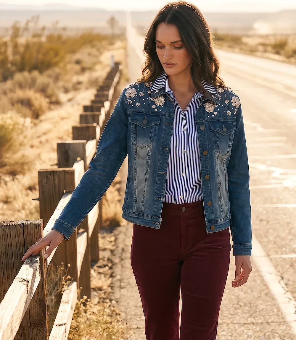 Embellished Denim Jacket – Karen Kane