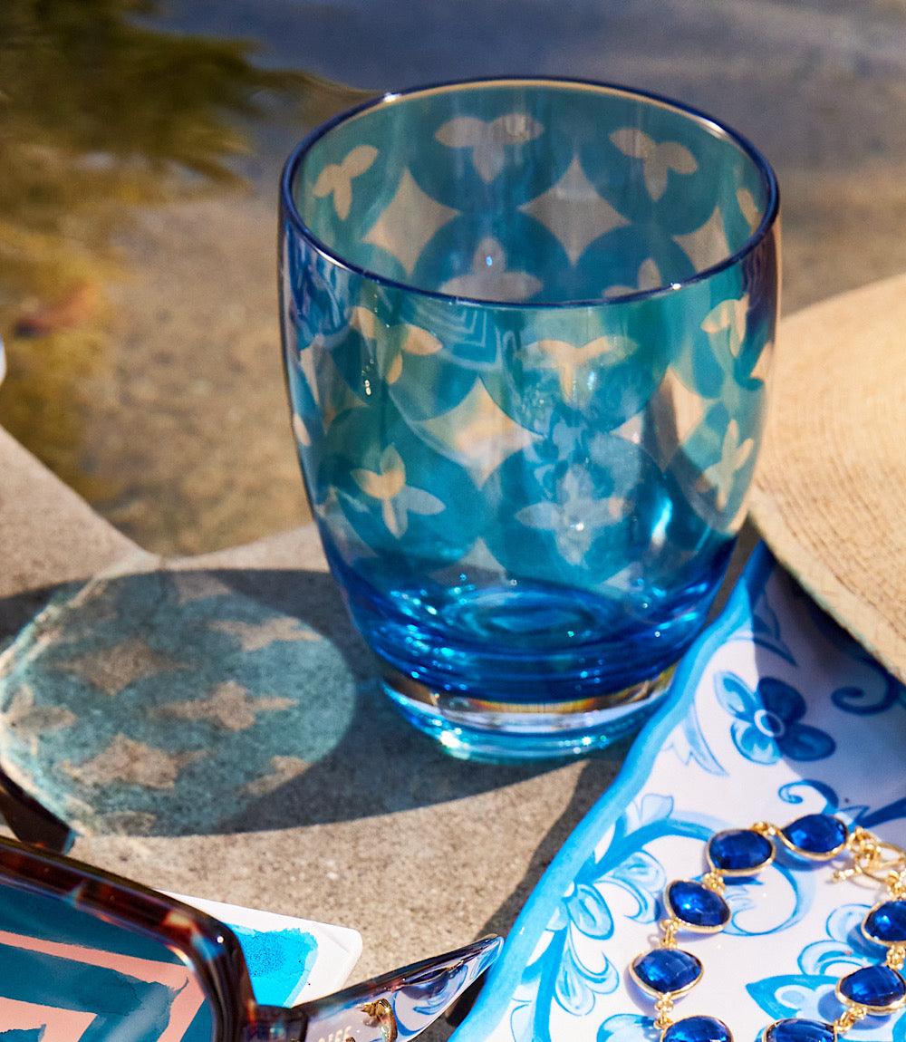 Karen Kane Women's Acrylic Palazzio Small Tumbler, One Size, Teal, Geo Print