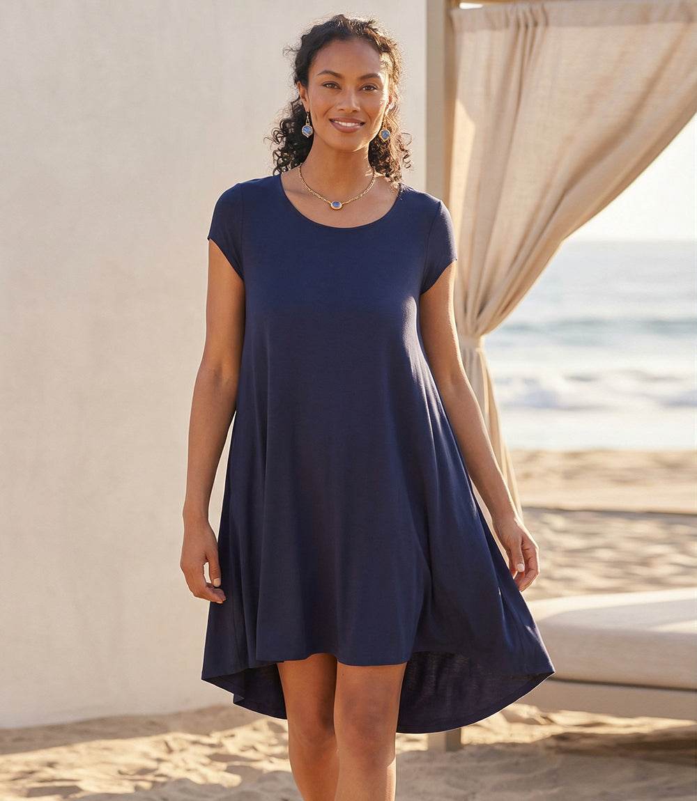 Maggie Trapeze Dress - Classic High-Low Hem Trapeze Silhouette Karen Kane Maggie Trapeze Dress - Classic High-Low Hem Trapeze Silhouette Karen Kane
