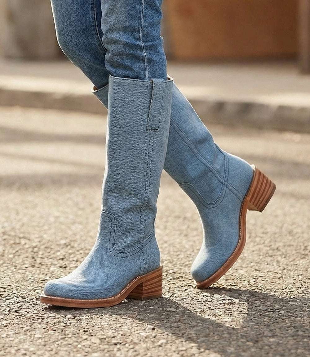 Karen Kane Women's Frye Campus 14L Boots, 8, 8, Sky Blue, Western Print