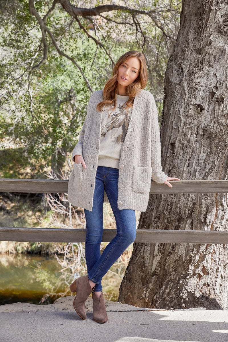 Model wearing cozy fall outfit