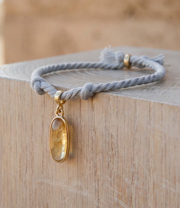 Oval Gemstone Cord Bracelet
