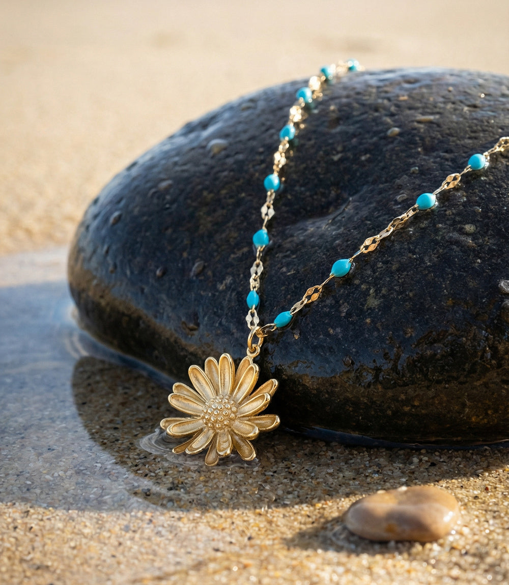 Beaded Sunflower Necklace – Karen Kane