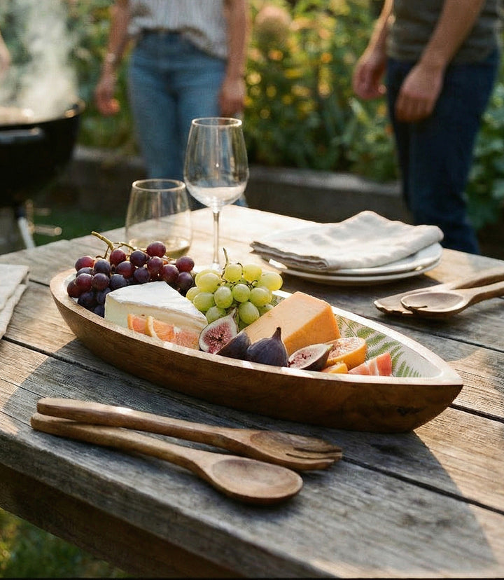 Fern Print Wood Trays, Set Of 3