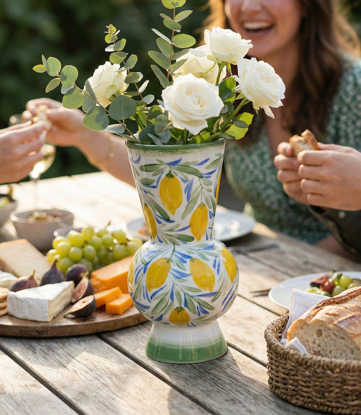 Hand-Painted Large Lemon Vase