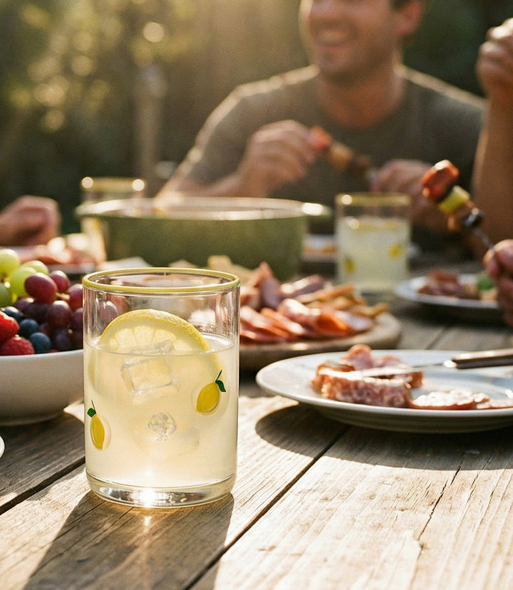 Hand-Painted Lemon Drinking Glass