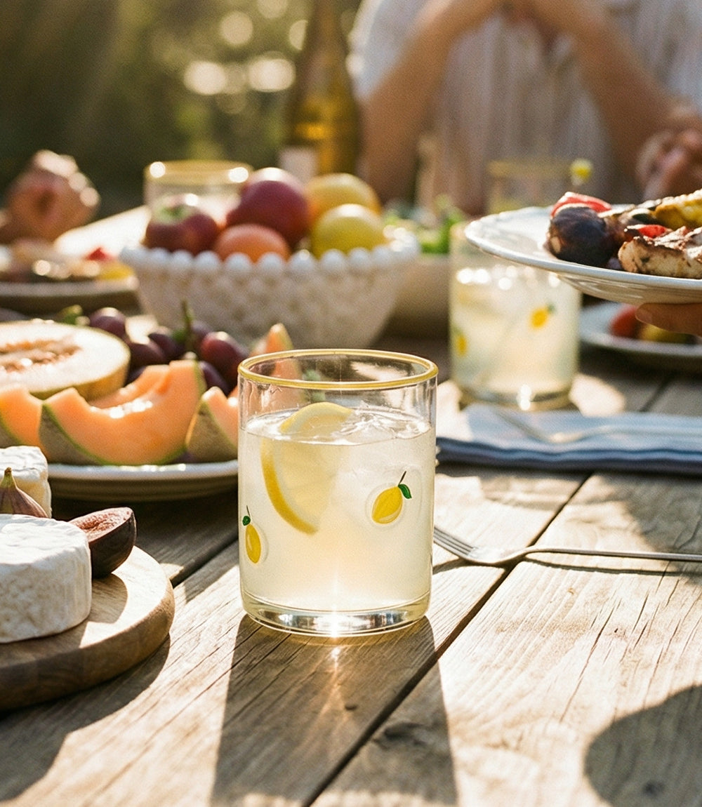 Hand-Painted Lemon Drinking Glass