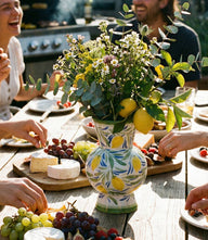 Hand-Painted Small Lemon Vase with vibrant lemon motif on porcelain, perfect for small floral arrangements