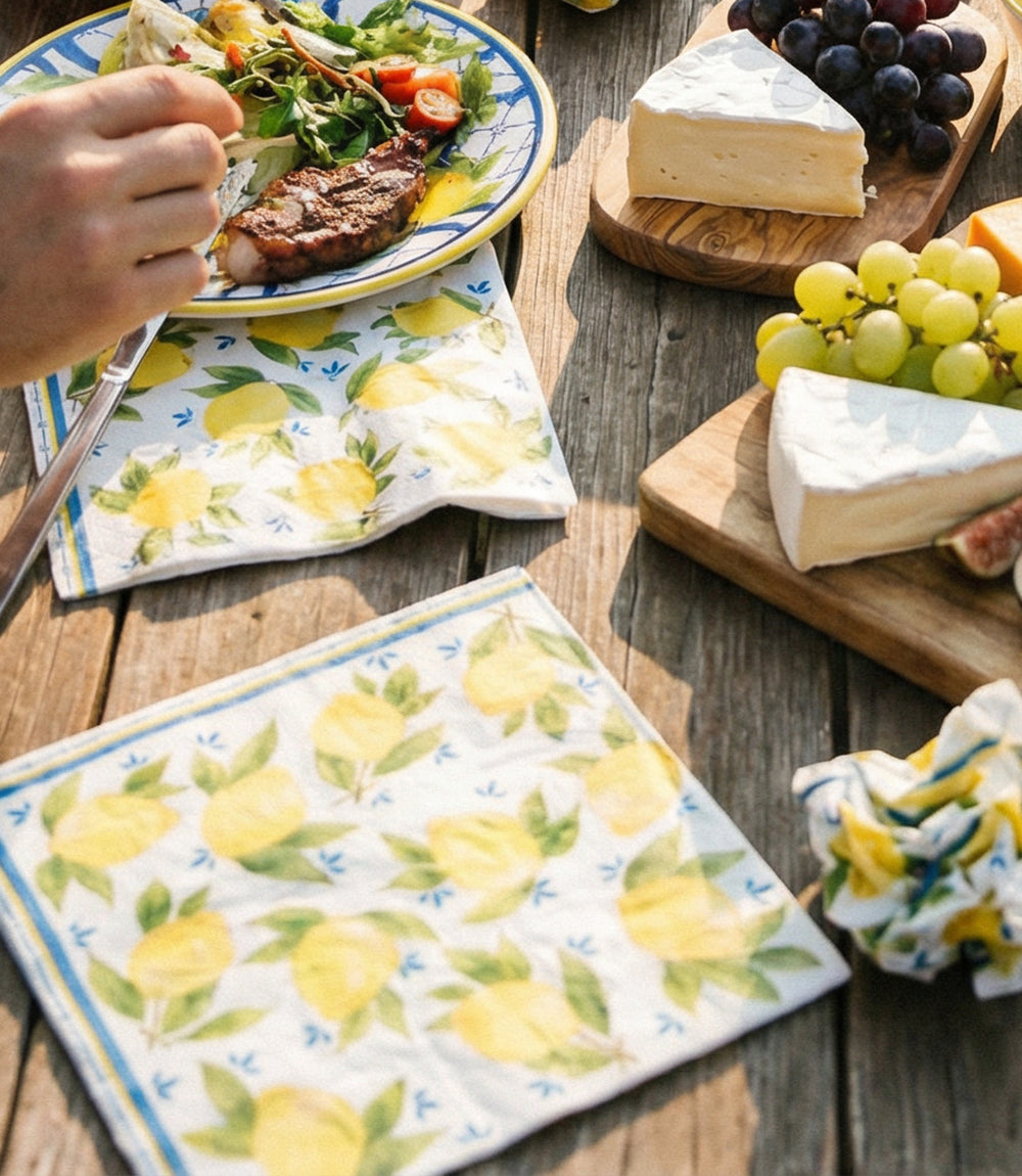 Lemon Pattern Paper Dinner Napkins, Pack Of 20
