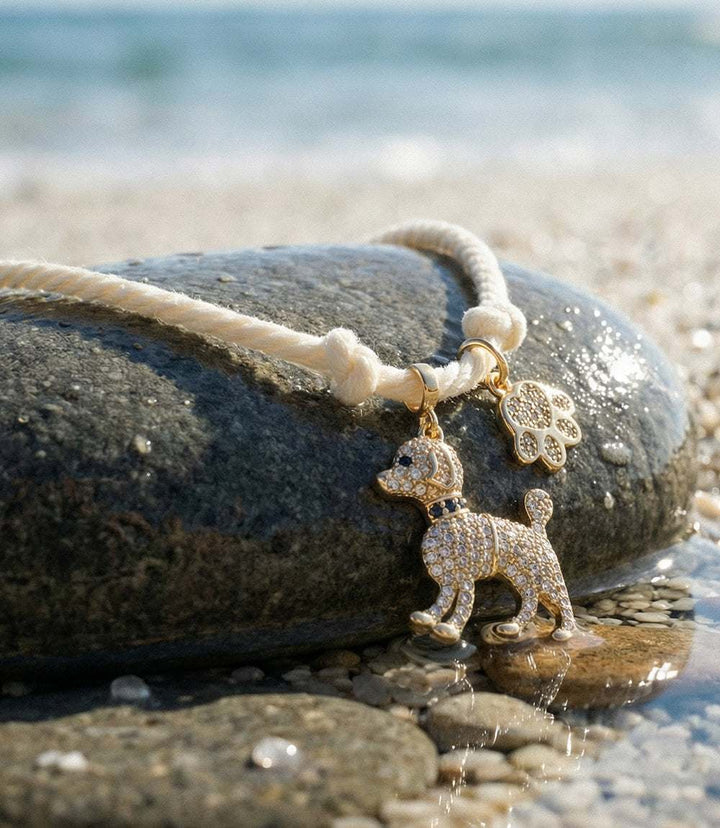 Pavé Dog And Paw Cord Bracelet