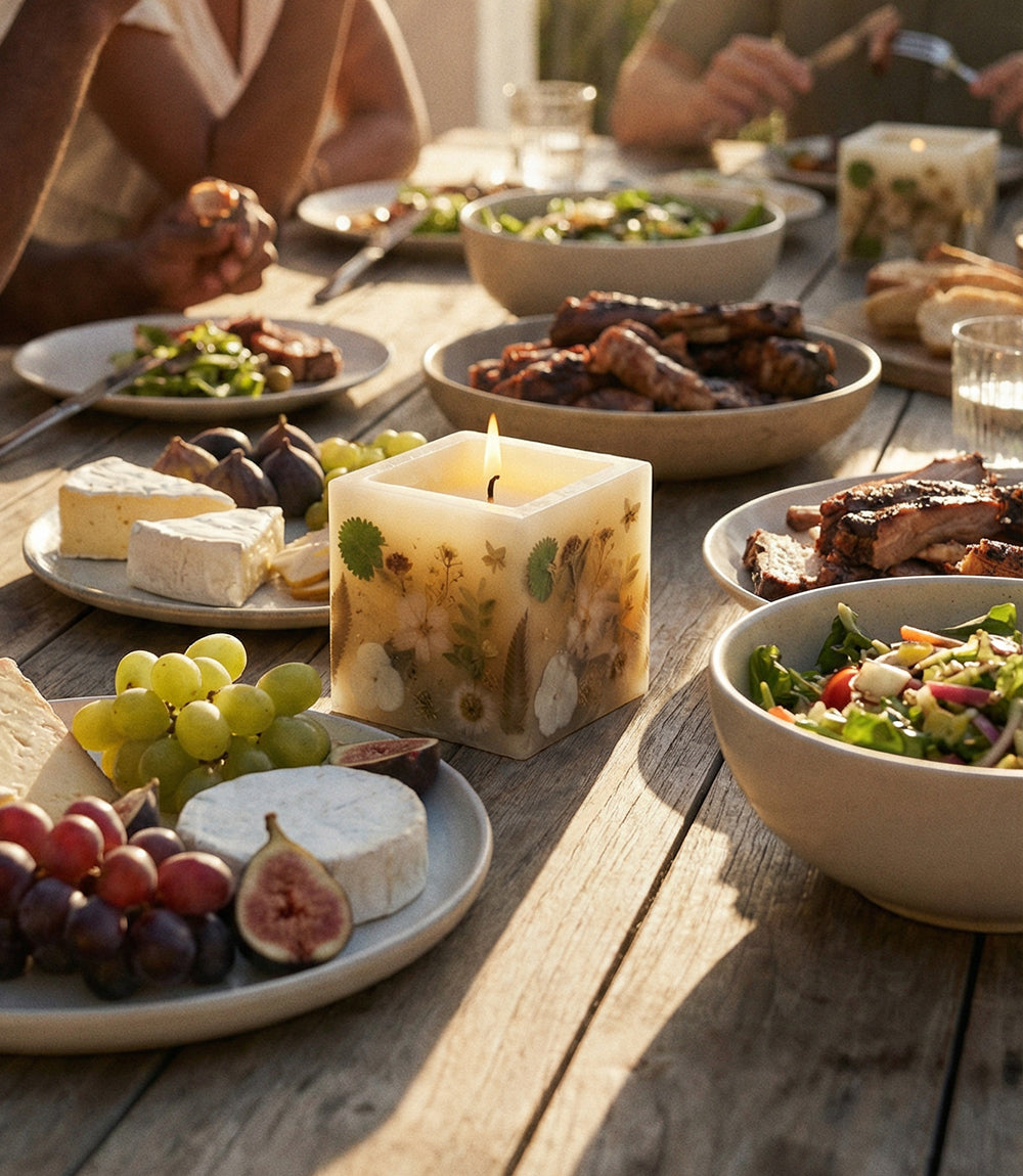 Pressed Flower Hurricane Candle