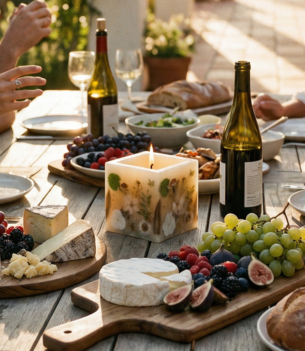 Pressed Flower Hurricane Candle