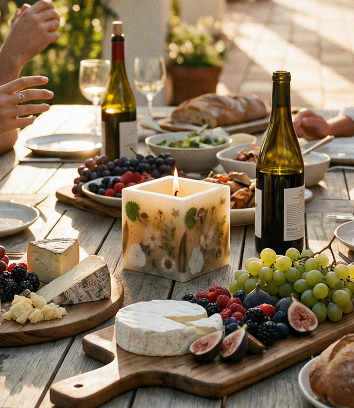 Pressed Flower Hurricane Candle