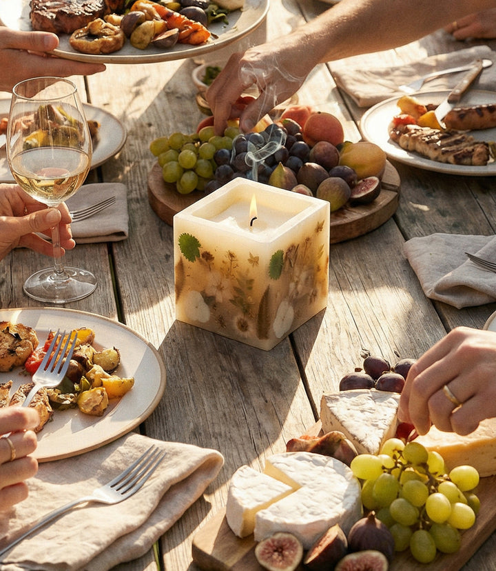Pressed Flower Hurricane Candle