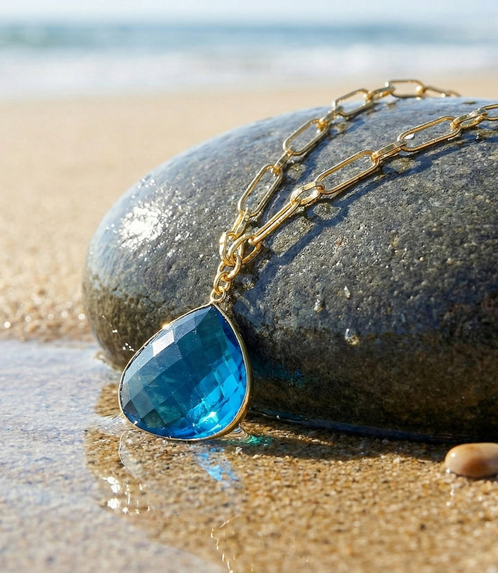 Teal Quartz Pendant Necklace