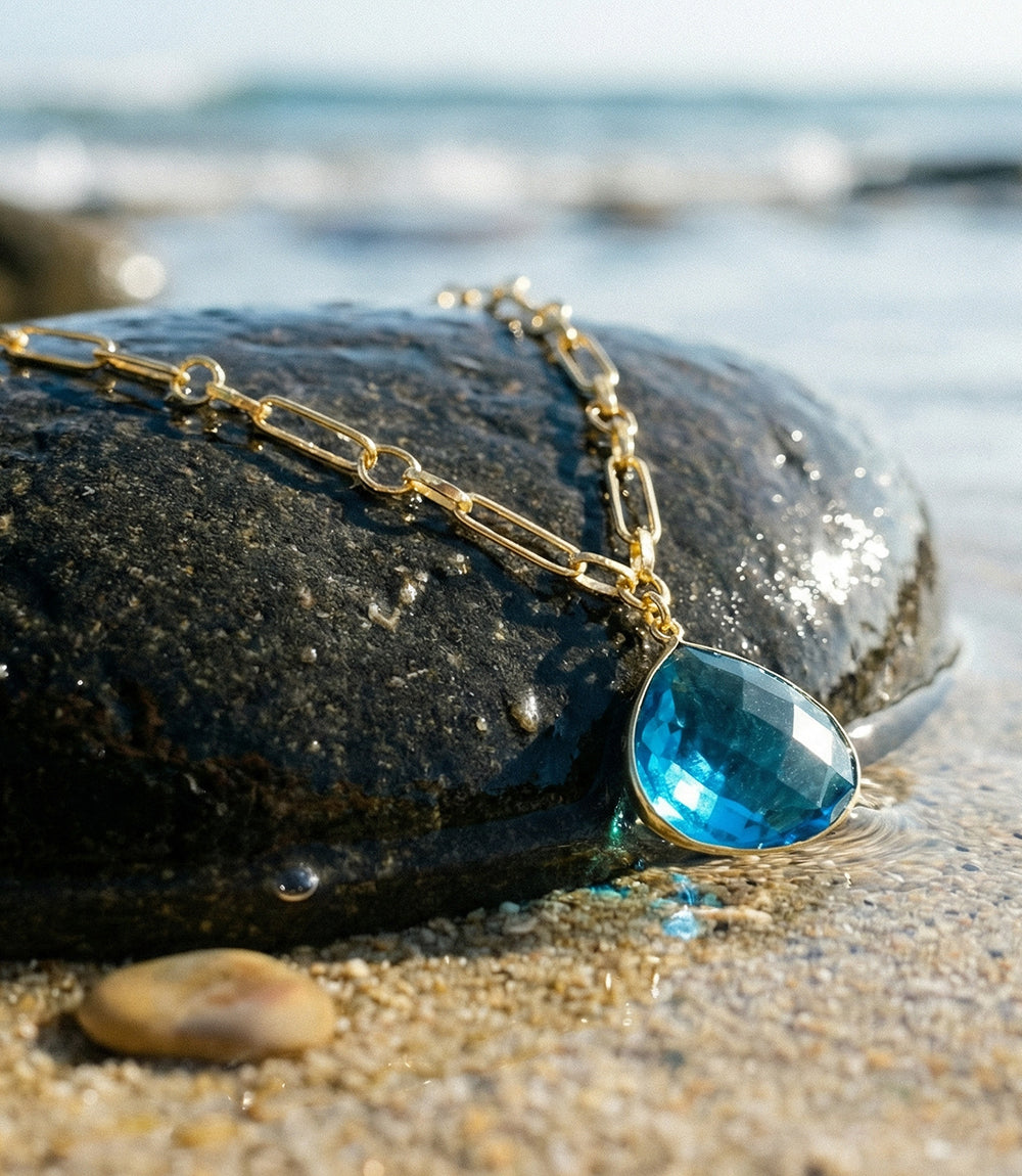 Teal Quartz Pendant Necklace