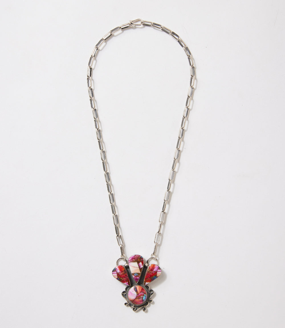 Pink Dahlia Embellished Pendant Necklace
