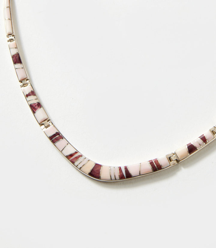 Pink Conch Inlay Necklace And Earring Set