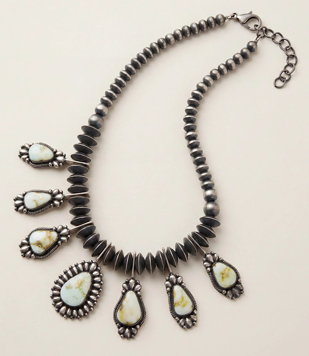 Palomino Turquoise Sterling Silver Necklace And Earring Set