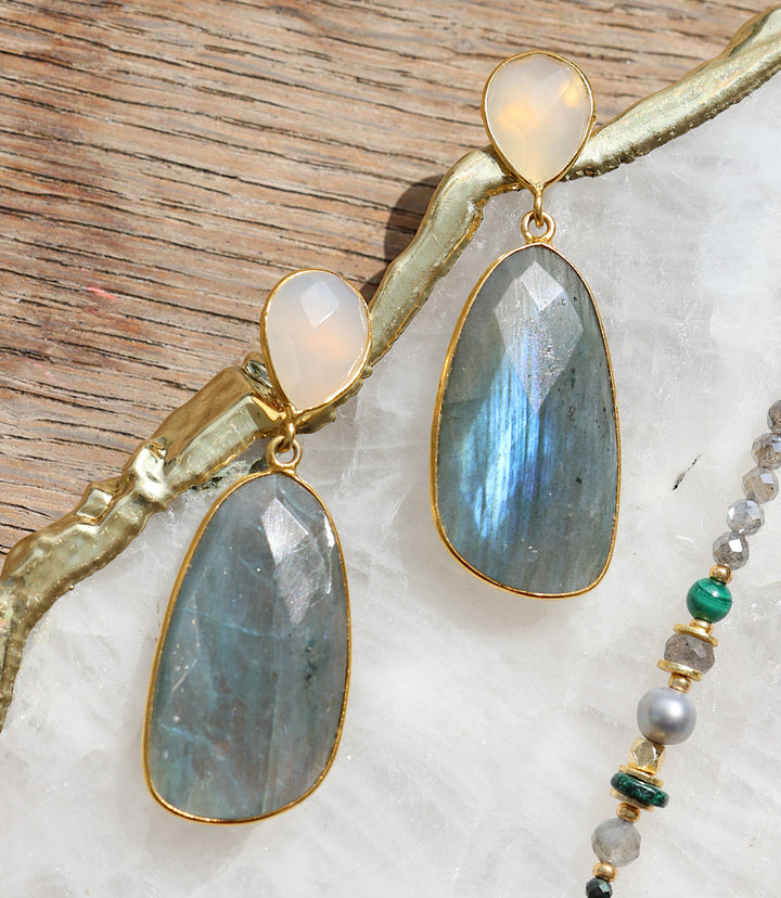 Double Drop Gemstone Earrings