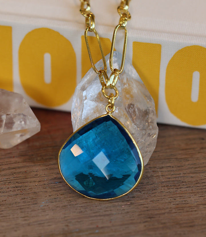 Teal Quartz Pendant Necklace