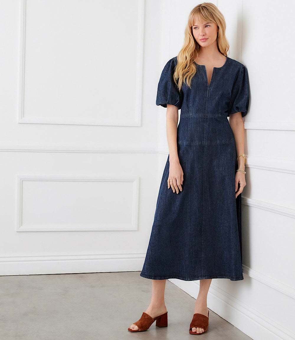 Puff Sleeve Midi Dress