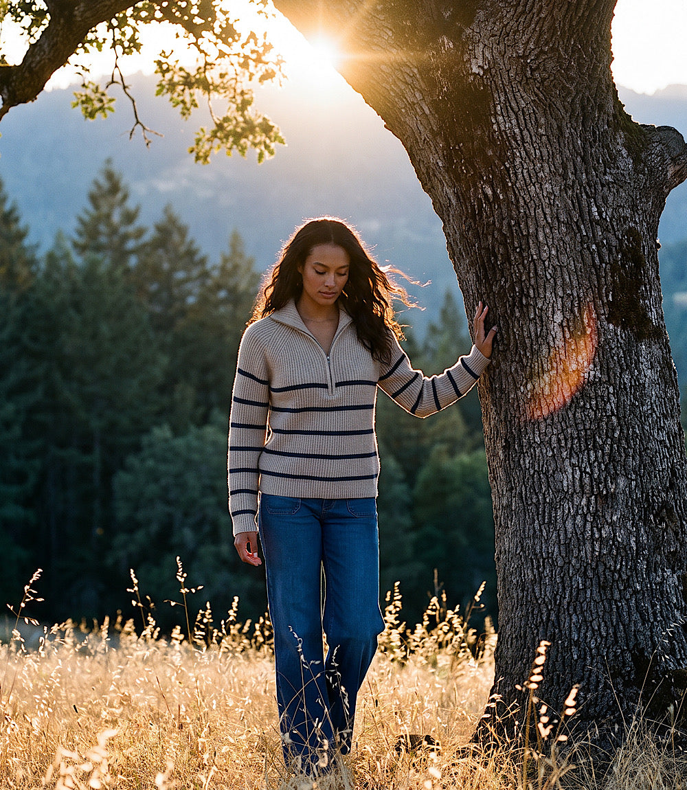 Stripe Half-Zip Sweater