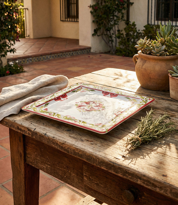 Melamine Roma Square Platter vibrant multicolor melamine serving dish 11x11 inches