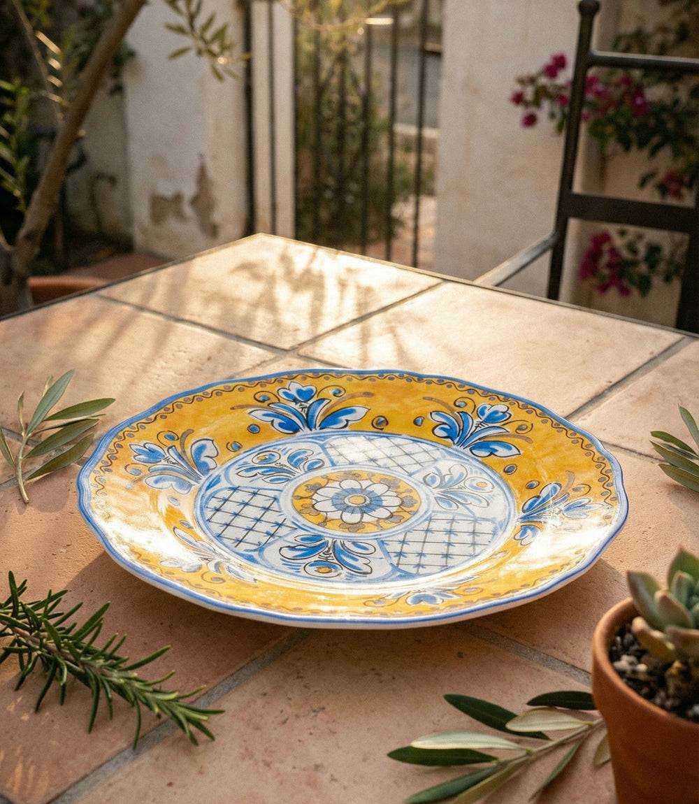 Melamine Tuscany Dinner Plate 11-inch hand-painted ceramic look durable BPA-free melamine dishwasher safe lightweight shatter-resistant