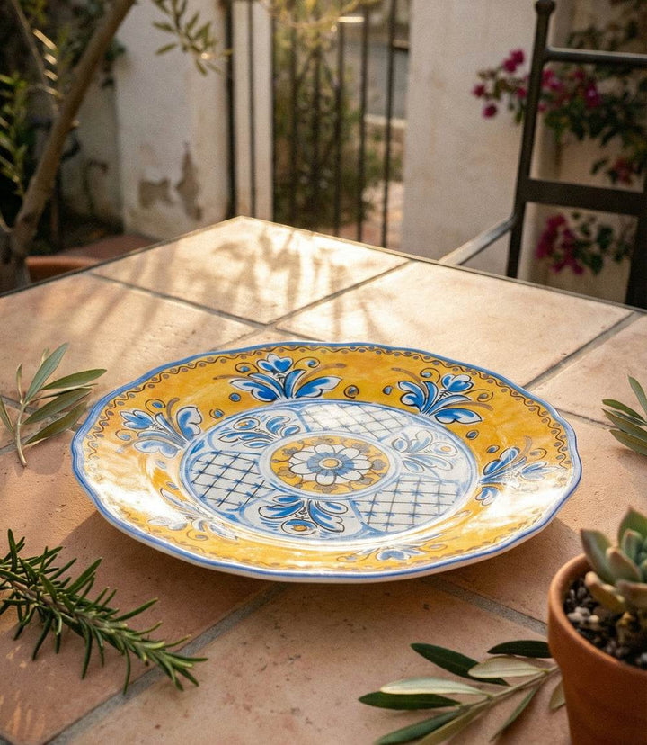 Melamine Tuscany Dinner Plate 11-inch hand-painted ceramic look durable BPA-free melamine dishwasher safe lightweight shatter-resistant