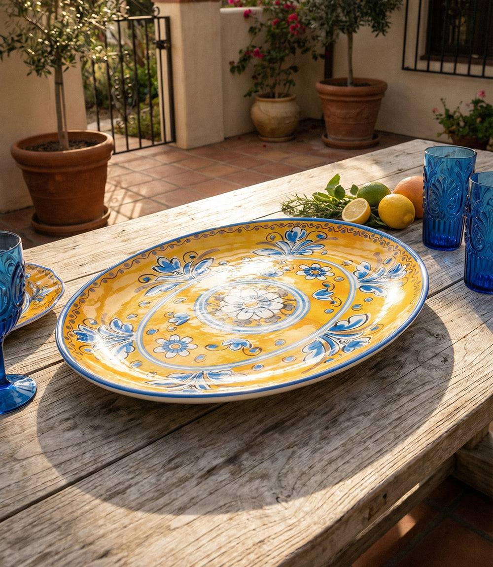 Melamine Tuscany Serving Plate hand-painted ceramic look lightweight shatter-resistant dishwasher safe