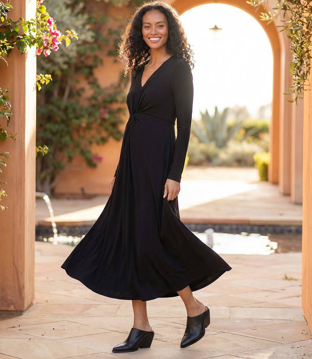 Monroe Travel Jersey Dress - Elegant Twisted Front Midi for Travel and Occasions Karen Kane Monroe Travel Jersey Dress - Elegant Twisted Front Midi for Travel and Occasions Karen Kane
