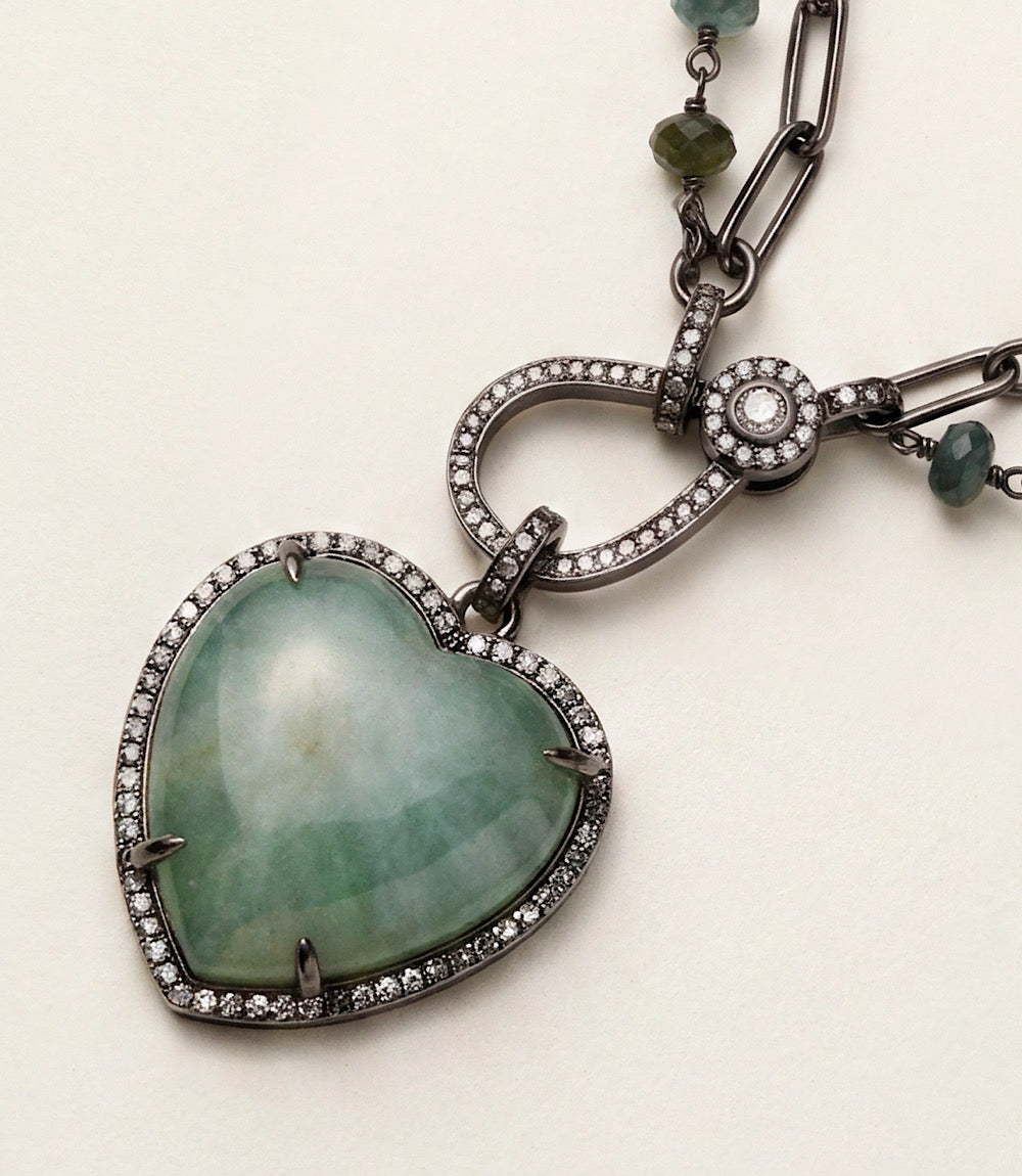 Aquamarine Heart Crystal Pendant Necklace