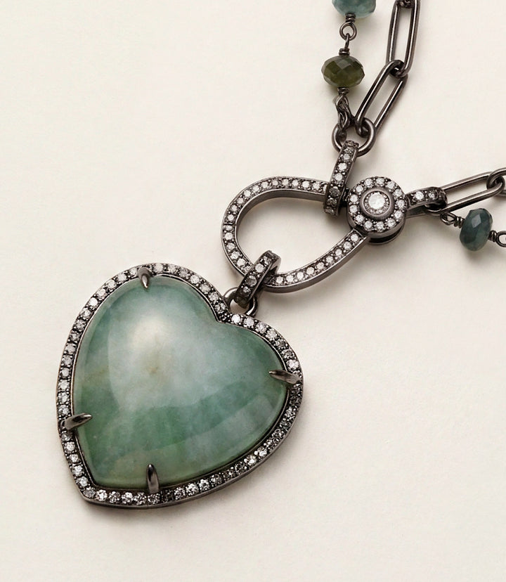 Aquamarine Heart Crystal Pendant Necklace