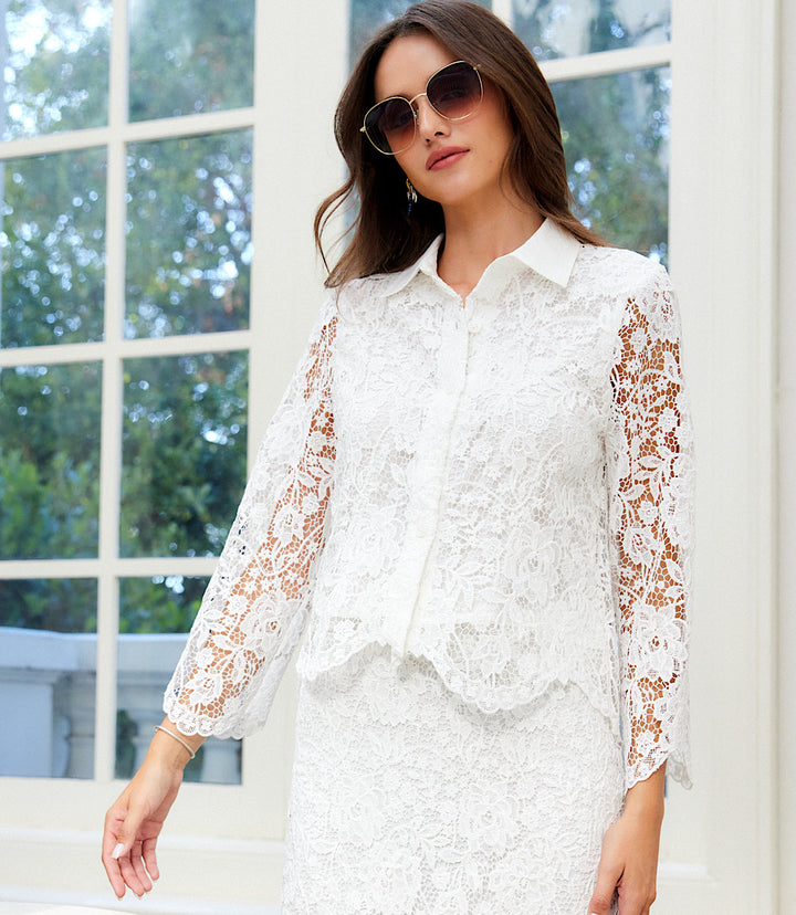 Lace Button Down Soft Jacket