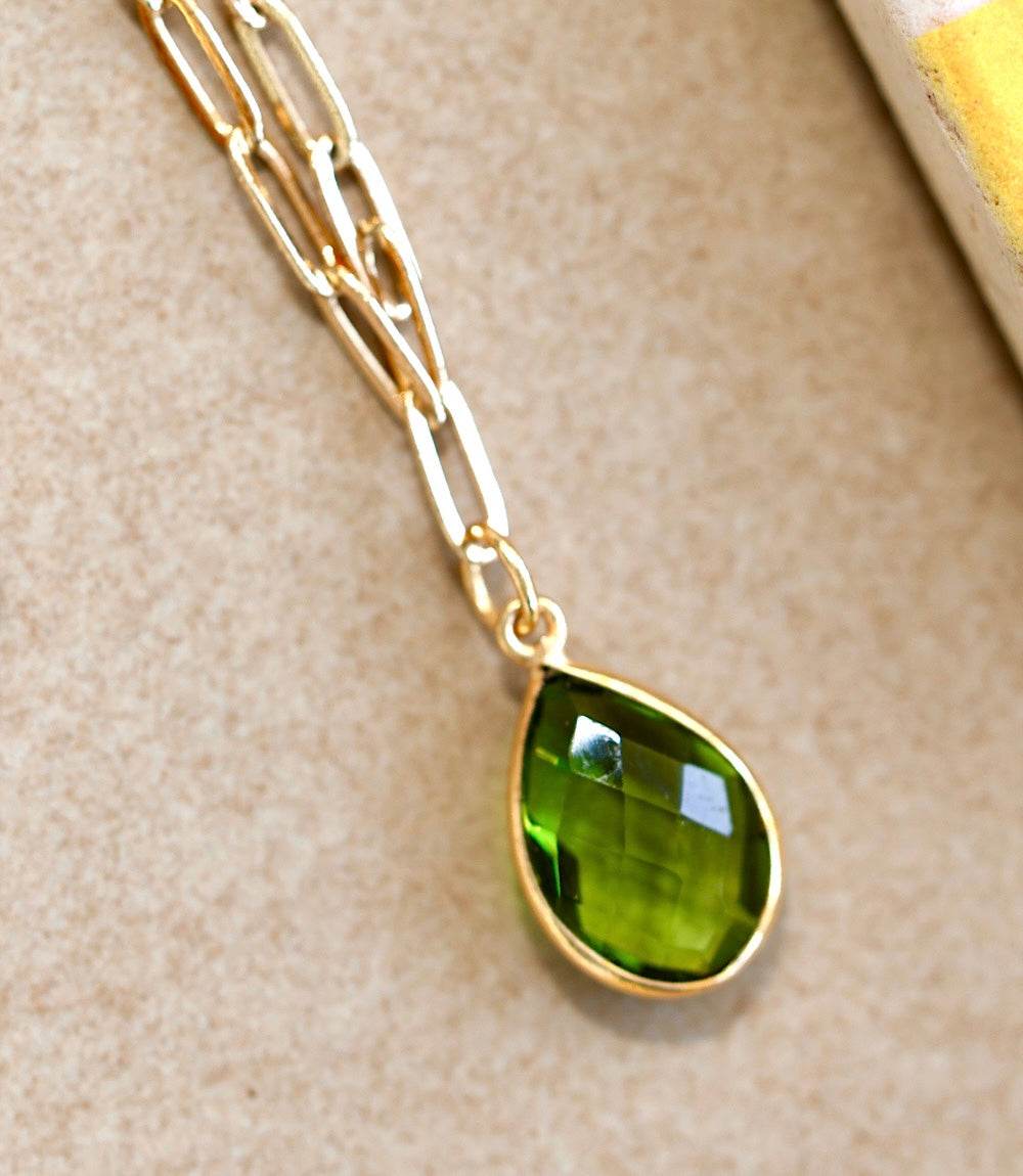Peridot Gemstone Teardrop Necklace