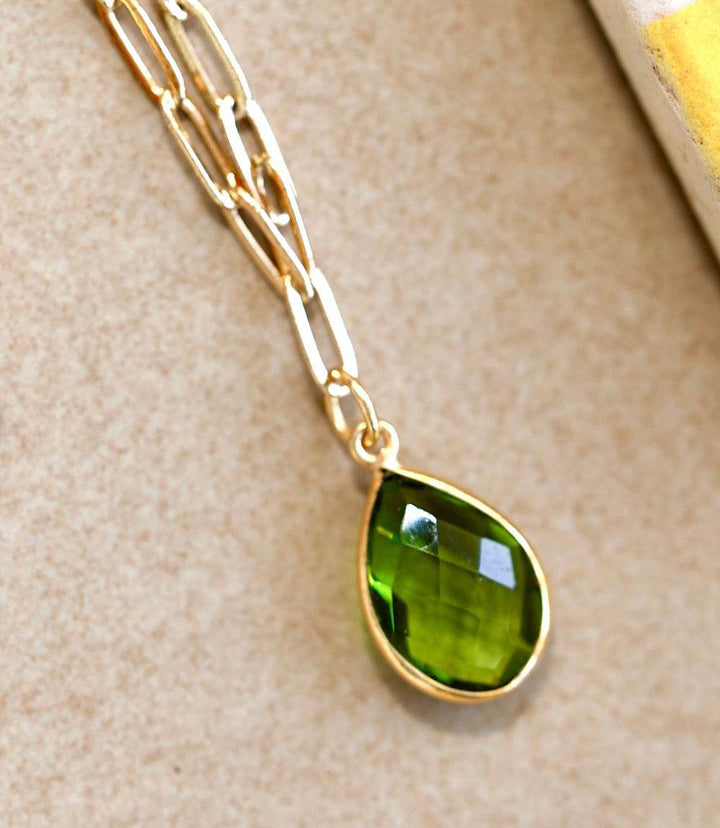 Peridot Gemstone Teardrop Necklace