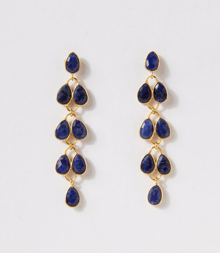 Feather Drop Gemstone Earrings