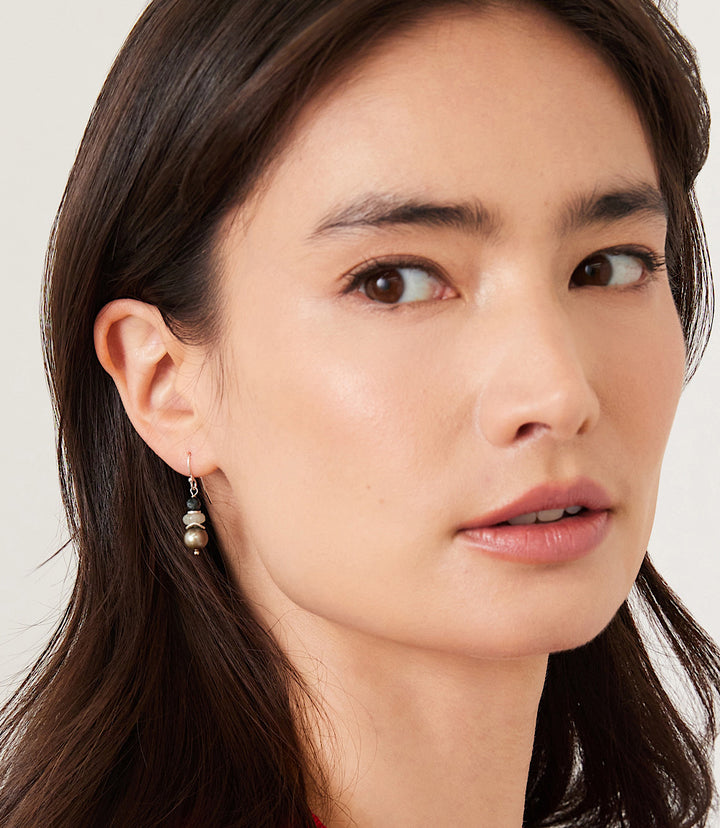 Gemstone And Pearl Earrings