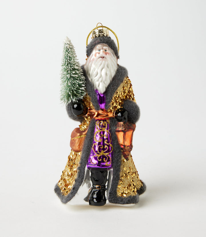 Lighting The Way Santa Glass Ornament